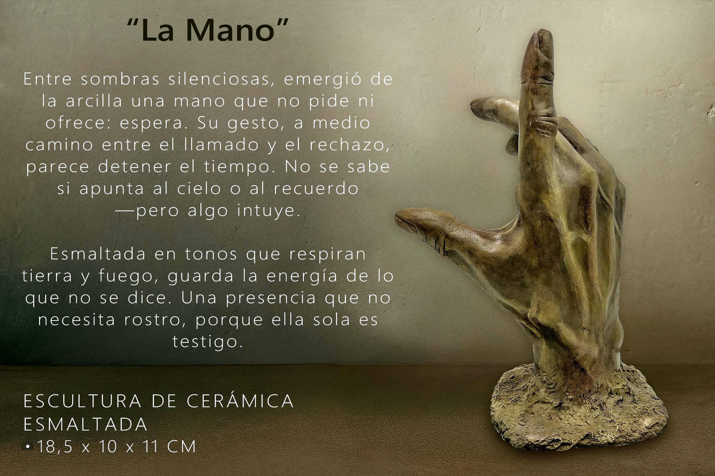 Escultura de cerámica hecha a mano – "La Mano" - Mano humana esmaltada