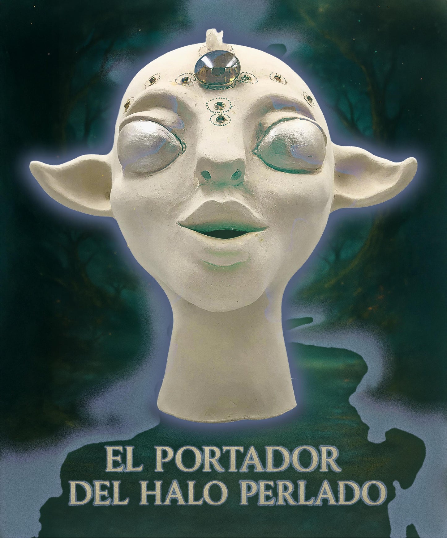 El Portador del Halo Perlado – Escultura cerámica hecha a mano