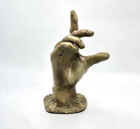 Escultura de cerámica hecha a mano – "La Mano" - Mano humana esmaltada