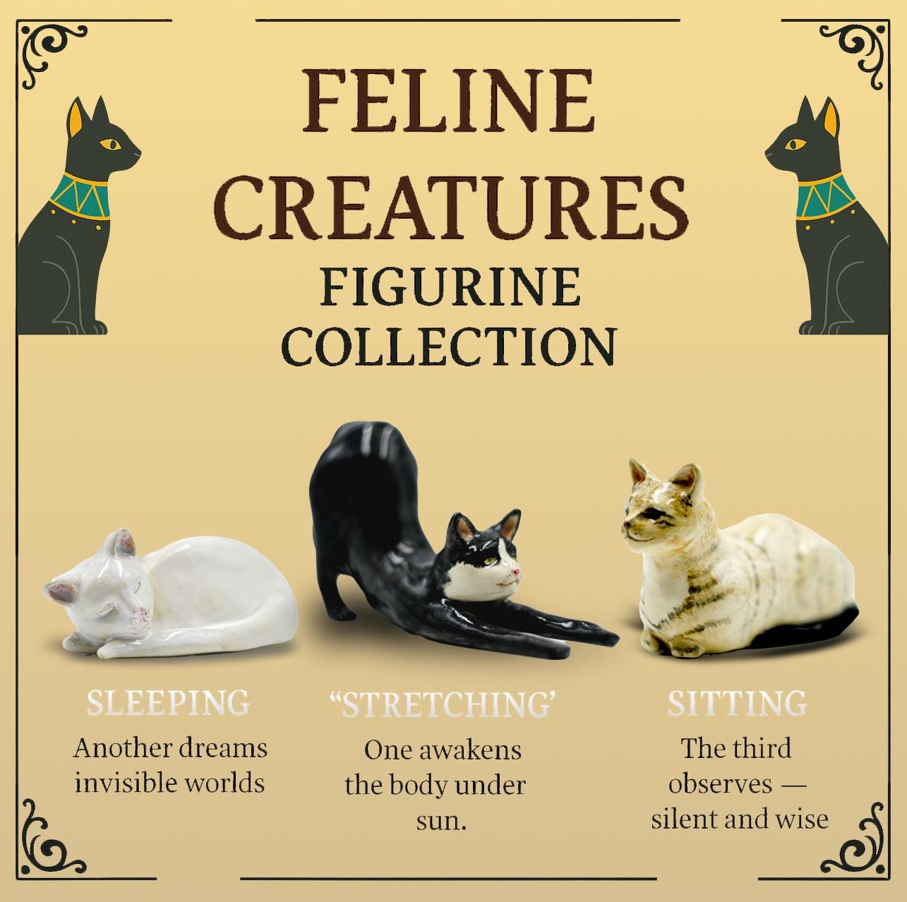 Figura de cerámica hecha a mano – Gato blanco durmiendo